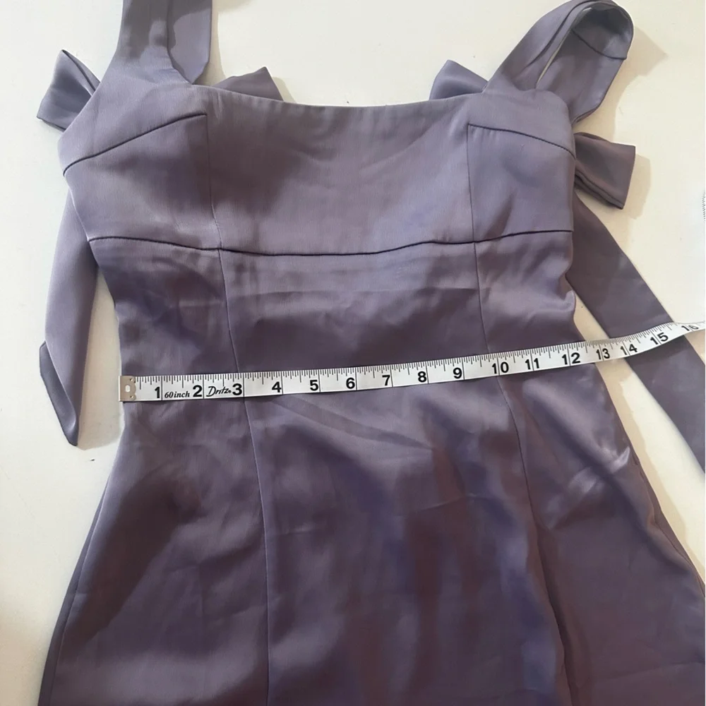 Urban Outfitters Lavender Bri Double Bow SleekSatin Square neck MiniDress NWT XS - Picture 12 of 16
